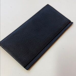 Vintage Black Leather Billfold Wallet Lined in Red Men’s or Women’s